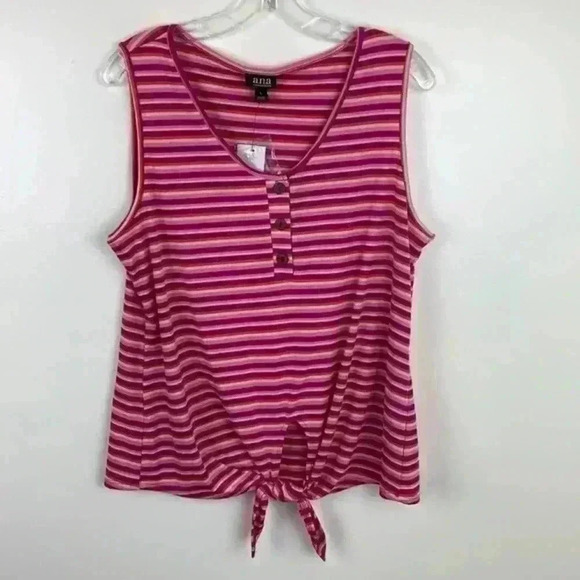 a.n.a Tops - 🆕nwt ana striped knit sleeveless top w/ ti…